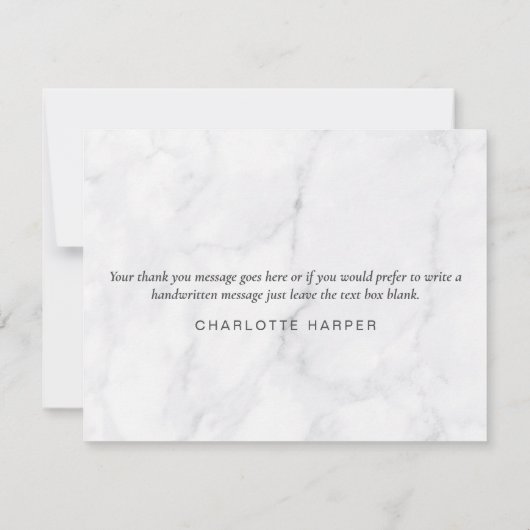 Elegante lente bladeren witte marmeren zakelijke  bedankkaart (Achterkant)