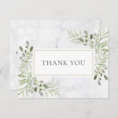 Elegante lente bladeren witte marmeren zakelijke  bedankkaart (Voorkant / Achterkant)