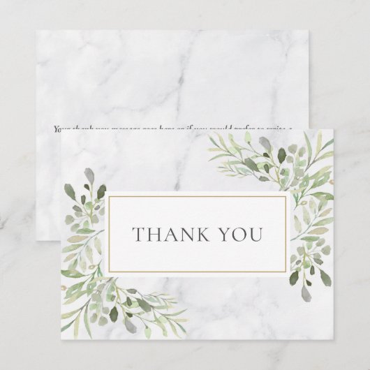 Elegante lente bladeren witte marmeren zakelijke  bedankkaart (Voorkant / Achterkant)