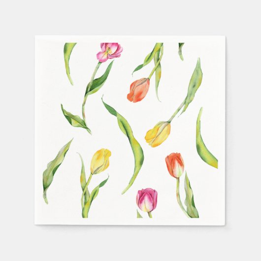 Elegante Lente Bloem Tulp Bruidsfeest Servet (Voorkant)