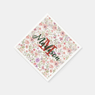 Elegante Lente Bloem Wilde Bloem Boeket Vlinder Servet