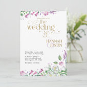 Elegante lente bloemen bruiloft uitnodiging (Staand voorkant)