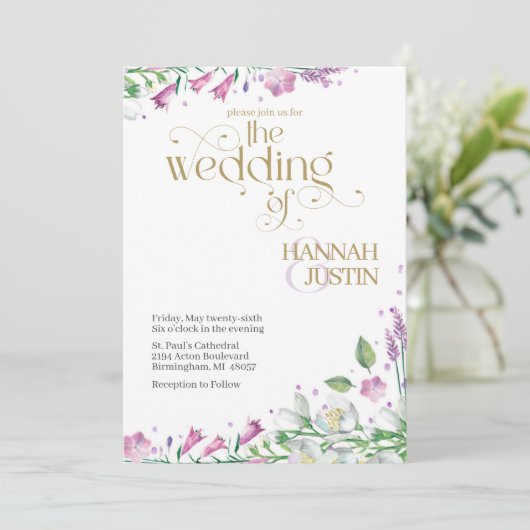 Elegante lente bloemen bruiloft uitnodiging (Staand voorkant)