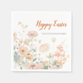 Elegante lente bloemen gelukkig Pasen Servet