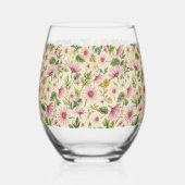 Elegante lente bloemen met monogram hart wijnglas zonder voet (Achterkant)