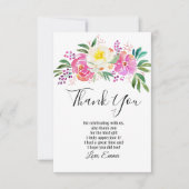 elegante, lente bloemen roze flora dankkaart kaart (Voorkant)