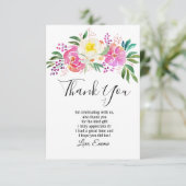 elegante, lente bloemen roze flora dankkaart kaart (Staand voorkant)