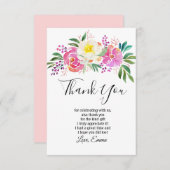 elegante, lente bloemen roze flora dankkaart kaart (Voorkant / Achterkant)