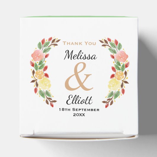 Elegante Lente Bloemen Waterverf Kransrand Bedankdoosjes (Bovenkant)