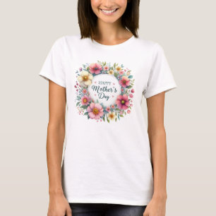 Elegante lente bloemenboho boeket Moederdag T-shirt