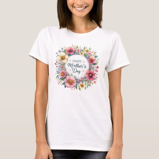 Elegante lente bloemenboho boeket Moederdag T-shirt (Voorkant)