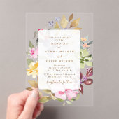 Elegante lente bloemenbruiloft Waterverf Acryl Uitnodigingen (Insitu (Draagbaar))