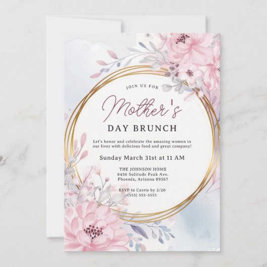 Elegante lente bloemenbrunch Moederdag Kaart (Voorkant)