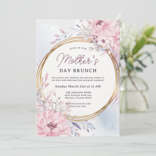 Elegante lente bloemenbrunch Moederdag Kaart (Staand voorkant)