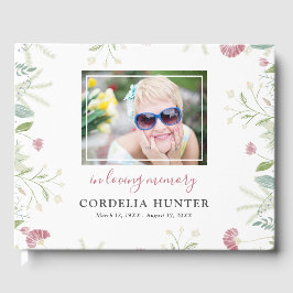 Elegante lente bloemenfoto begrafenis gastenboek