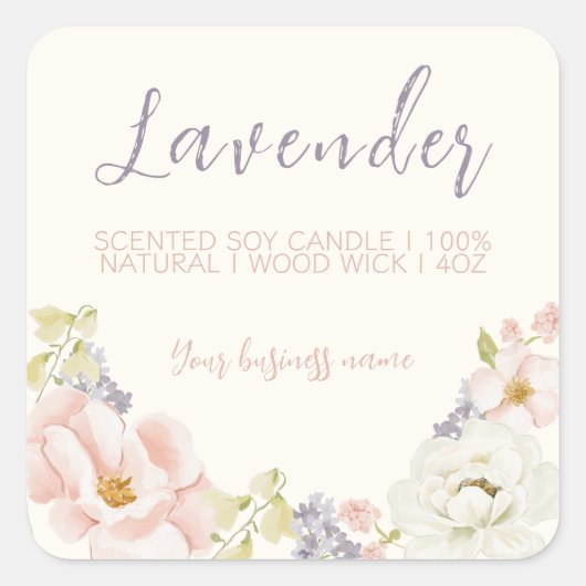 Elegante lente bloemengeur kaars label (Voorkant)