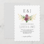 Elegante lente bloemenmonogram bruiloft kaart (Voorkant / Achterkant)