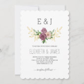 Elegante lente bloemenmonogram bruiloft kaart (Voorkant)