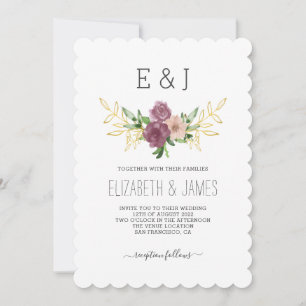 Elegante lente bloemenmonogram bruiloft kaart