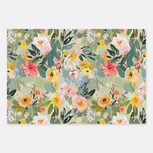 Elegante lente bloemenperzik Waterverf decoupage Inpakpapier Vel (Voorkant)