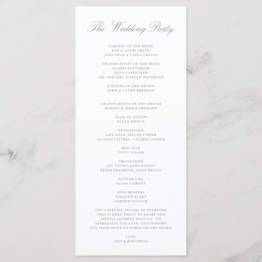 Elegante lente bloemenstof blauw bruiloft programm programmakaart (Achterkant)