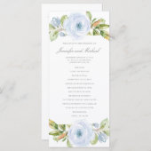 Elegante lente bloemenstof blauw bruiloft programm programmakaart (Voorkant / Achterkant)