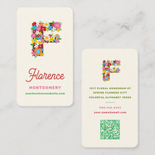 Elegante Lente Bloesem Alfabet Letter F Monogram Visitekaartje