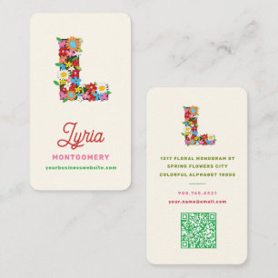 Elegante Lente Bloesem Alfabet Letter L Monogram Visitekaartje