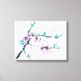 Elegante lente bloesem Roze bloemige watercolor ku Canvas Afdruk