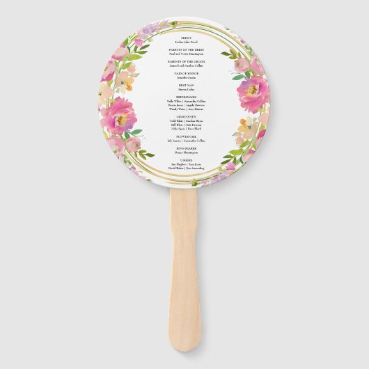 Elegante lente boho bloemrijke gouden huwelijkscer handwaaier (Achterkant)