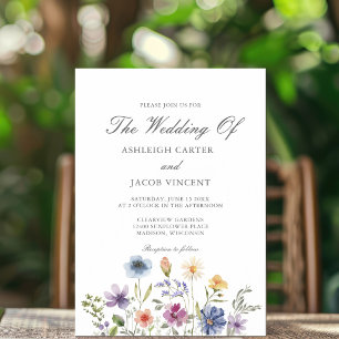 Elegante Lente Bruiloft met Wilde Bloemen Magnetische Uitnodiging