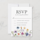Elegante Lente Bruiloft met Wilde Bloemen RSVP Kaartje (Voorkant)