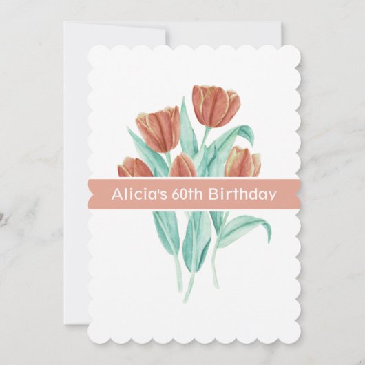 Elegante lente bruine tulp 60ste verjaardag kaart (Achterkant)