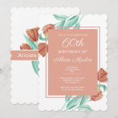 Elegante lente bruine tulp 60ste verjaardag kaart (Voorkant / Achterkant)