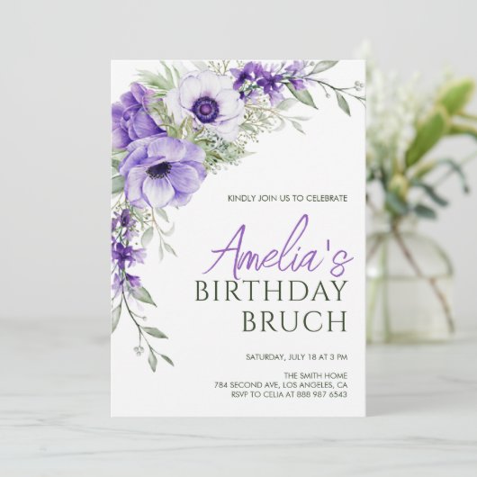 Elegante lente en zomer Wildflowers Verjaardag Kaart (Staand voorkant)