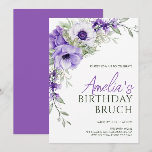 Elegante lente en zomer Wildflowers Verjaardag Kaart (Voorkant / Achterkant)