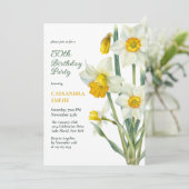 Elegante lente gele daffodil bloemenverjaardag kaart (Staand voorkant)