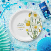 Elegante lente gele daffodil bloemenverjaardag papieren bordje (Feest)