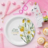 Elegante lente gele daffodil bloemenverjaardag papieren bordje (Feest)