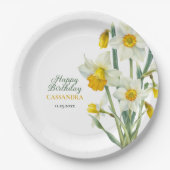 Elegante lente gele daffodil bloemenverjaardag papieren bordje (Voorkant)