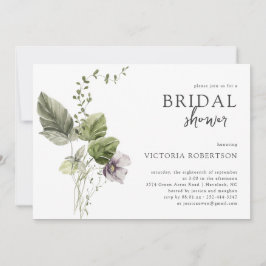 Elegante Lente Groen | Botanische Bruidsdouche Kaart