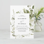 Elegante Lente Groen | Bruiloft Kaart (Staand voorkant)