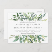 Elegante lente groen bruiloft uitnodiging briefkaart (Voorkant / Achterkant)