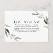 Elegante lente groene blad trouw live stream informatiekaartje (Voorkant)