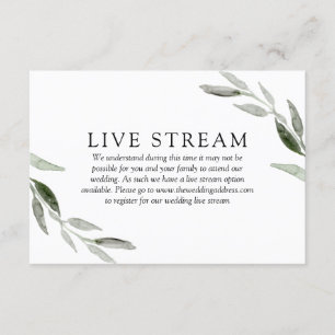 Elegante lente groene blad trouw livestream informatiekaartje