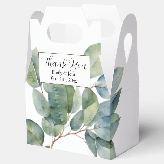 Elegante lente groene bladeren bedankdoosjes (Geopend)