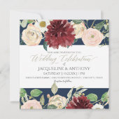 Elegante lente huwelijks chrysanthemum bordeauxroz kaart (Voorkant)