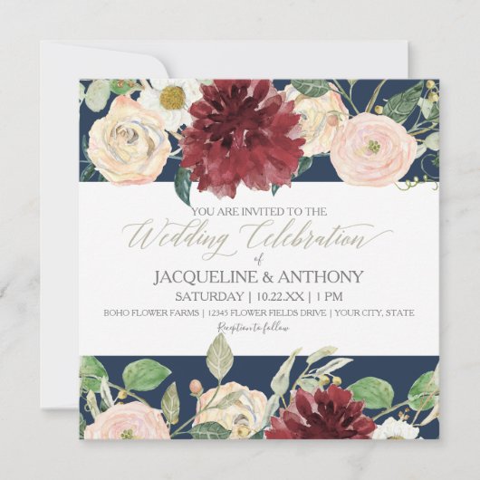 Elegante lente huwelijks chrysanthemum bordeauxroz kaart (Voorkant)