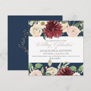 Elegante lente huwelijks chrysanthemum bordeauxroz kaart