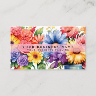 Elegante Lente Kleurrijke Bloemen Visitekaartjes